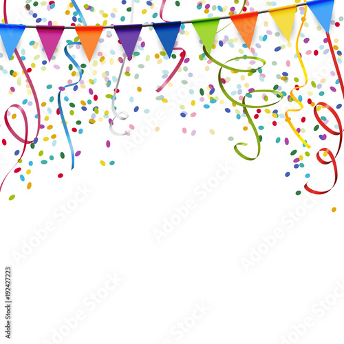 garlands, streamers and confetti background