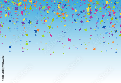 colored confetti on blue background
