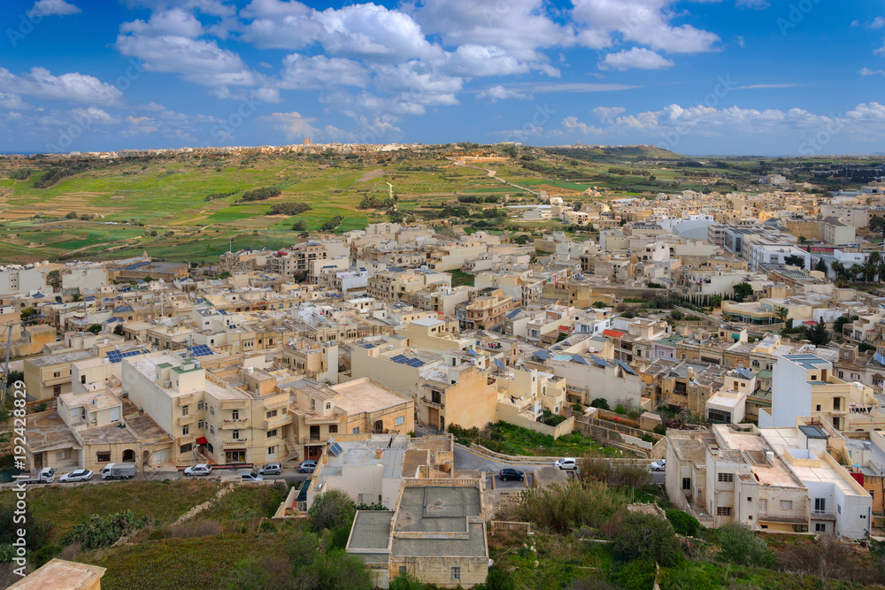 View of Victoria (Rabat) town from Cittadella on Gozo island, Malta