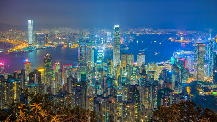 Papier peint photo Hong Kong Hong Kong nocturne vue du Peak  © orpheus26