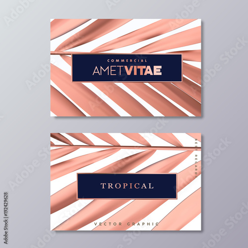 Rose Gold Palm Foil business card templates.