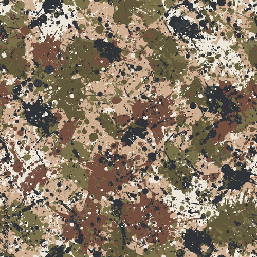 Splatter camouflage Ink paint  wallpaper  abstract vector seamless pattern