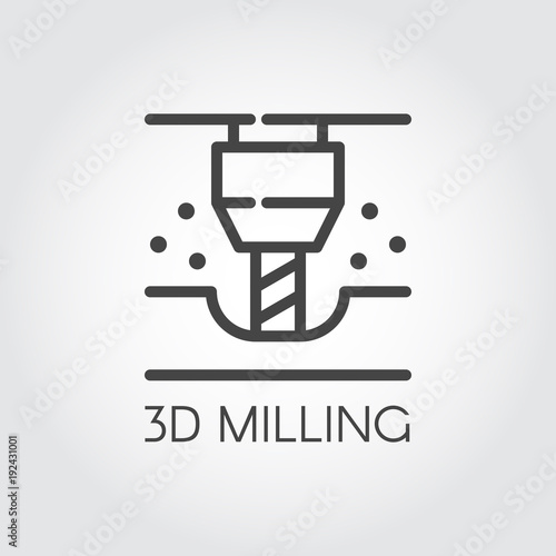 3D milling machine line icon. Modern device for fabrication and prototype production. Innovation technical equipment contour logo. Industrial theme. Vector illustration