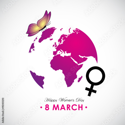 pinke erde mit schmetterling zum weltfrauentag