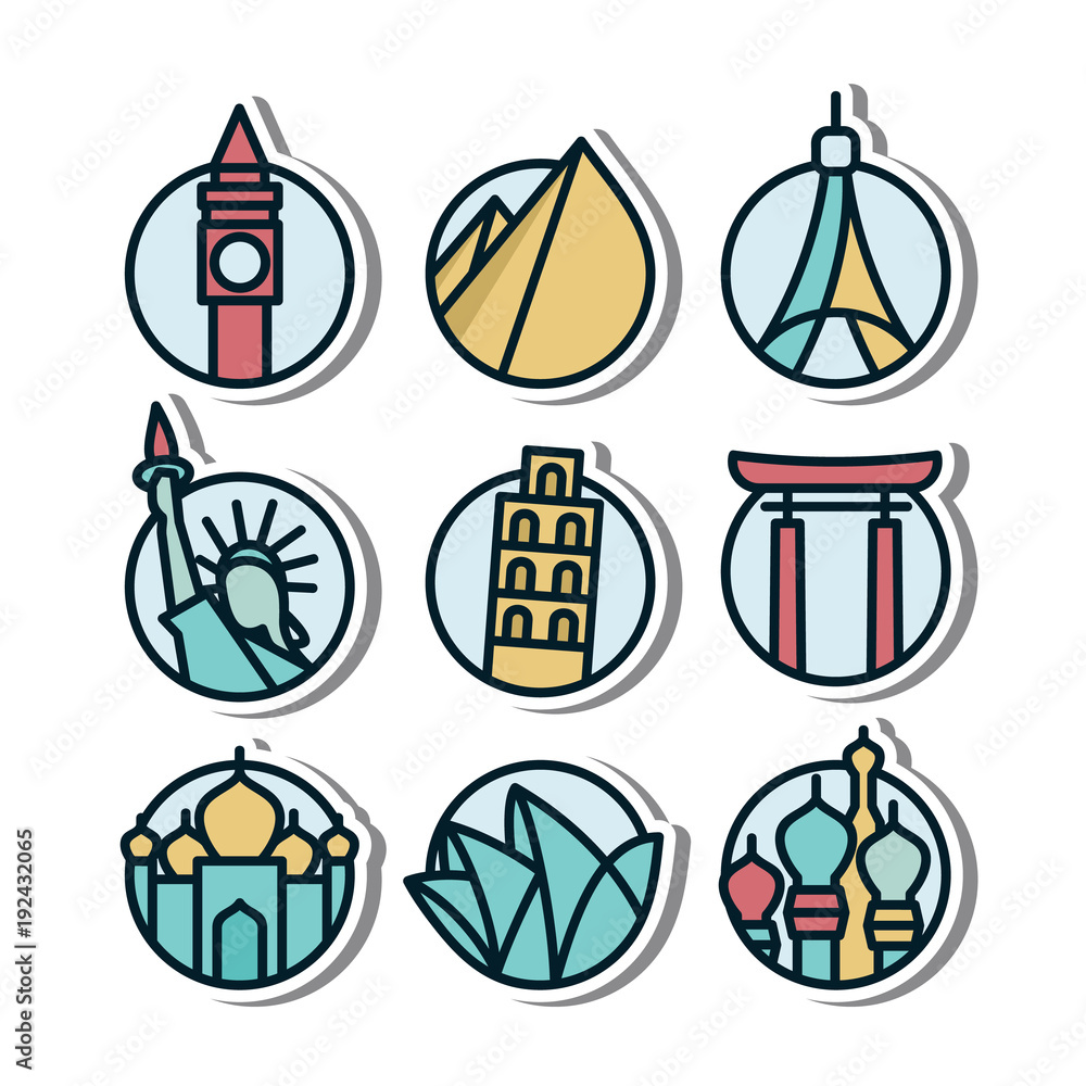 Fototapeta premium Landmark vynil sticker icon