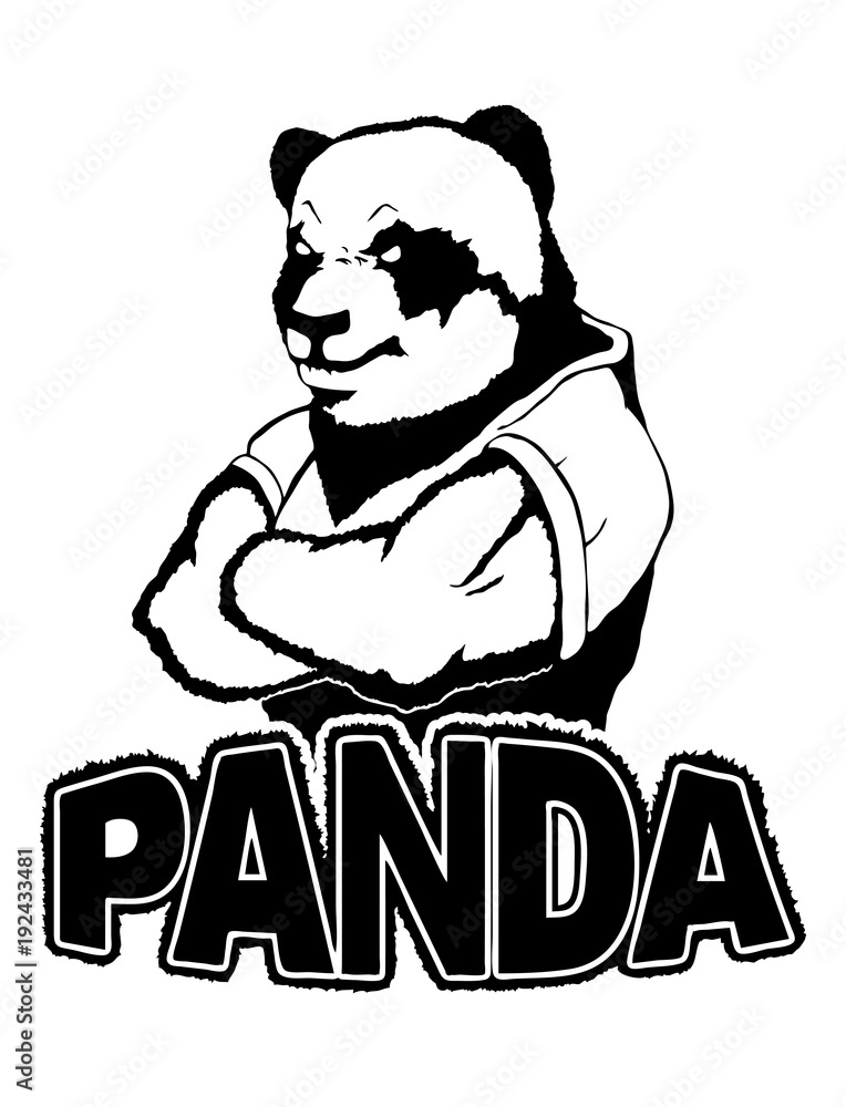 Isolated vector illustration a strong wild panda- man. Isolated vector illustration a strong wild panda- man.