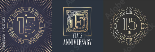 15 years anniversary vector icon, logo set