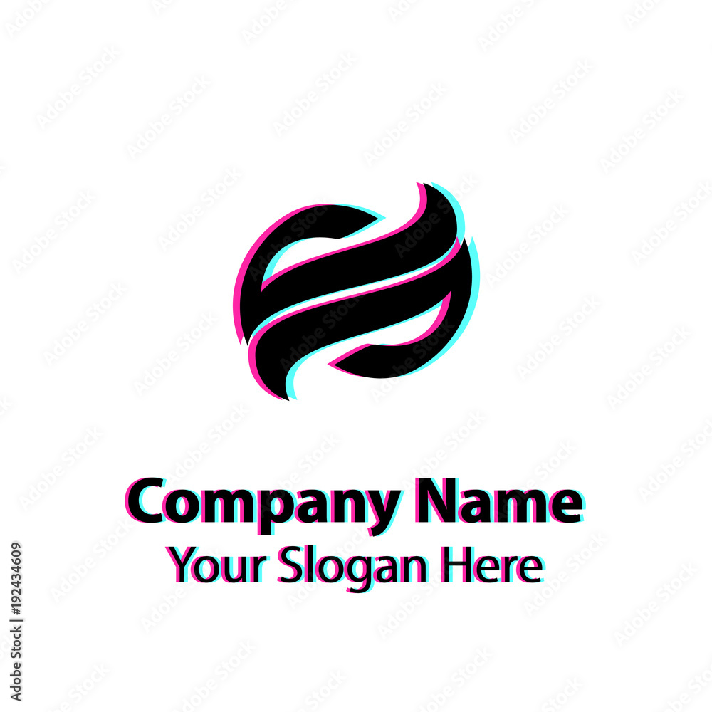 Fototapeta premium Abstract logo design with glitch effect on white background, Abstract graphic icon, logo design template, symbol for company