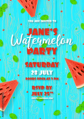 Watermelon party invitation template