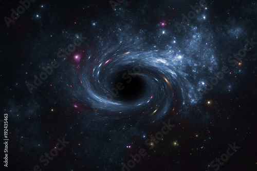 Deep space star field with black hole.