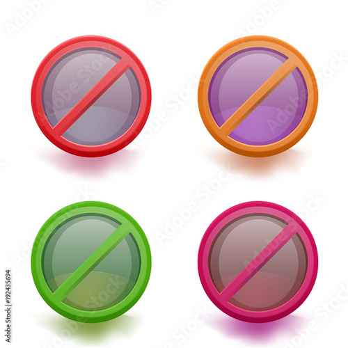 NO sign set. Forbiddance Icon. Vector illustration