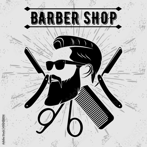 Barber Shop Logo Label Retro Illustration Stock Vector - Illustration of  cover, lettering: 144595135