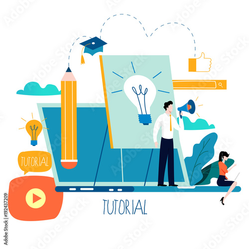 Professional training, education, online tutorial, online business courses, business presentation flat vector illustration. Expertise, skill development design for mobile and web graphics