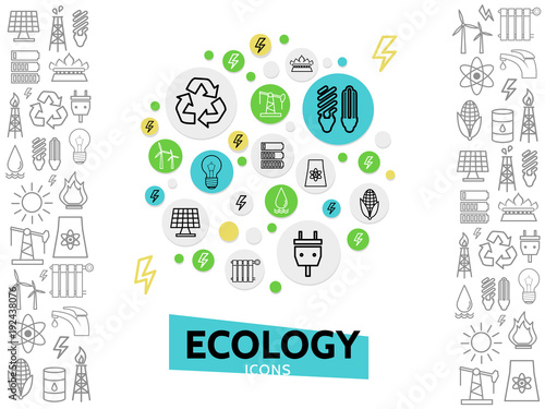Ecology Line Icons Concept