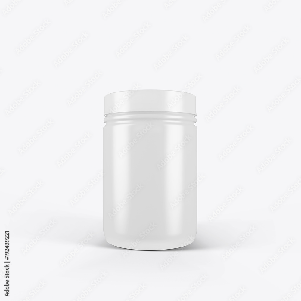 3d rendering of jar of sports nutrition on a white background 3d rendering of jar of sports nutrition on a white background