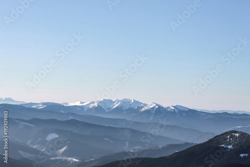 scenic view of peaks of snowy mountains, Carpathian Mountains, Ukraine