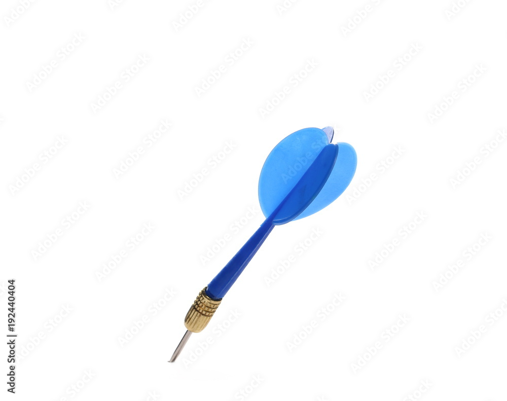 Blue throwing dart isolated on white background