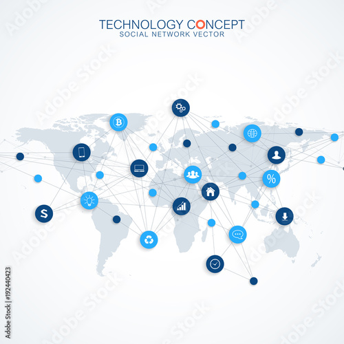 Geometric graphic background communication. Cloud computing and global network connections concept design. Big data complex with compounds. Digital data visualization. Scientific cybernetic vector.