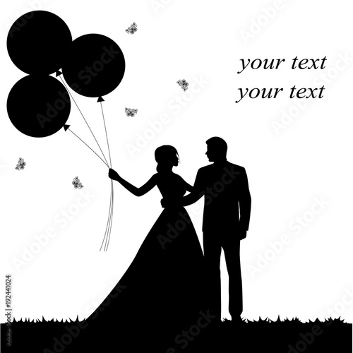 Wedding card with the newlyweds