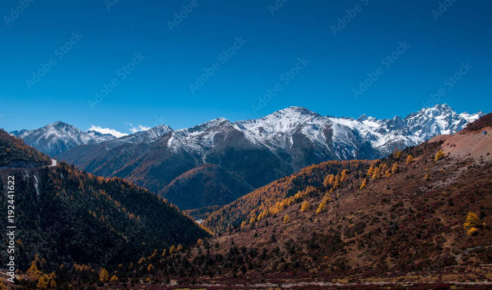 Mountain scenery near Yubeng, a village in the Meili Snow Mountains,Yubeng, Yunnan Province, People's Republic of China.