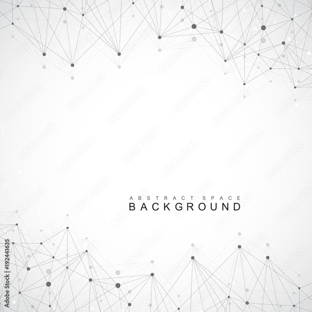 Big data complex. Graphic abstract background communication. Perspective backdrop of depth. Minimal array with compounds lines and dots. Digital data visualization. Big data vector illustration.