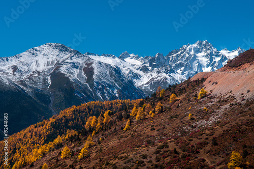 Mountain scenery near Yubeng, a village in the Meili Snow Mountains,Yubeng, Yunnan Province, People's Republic of China. photo