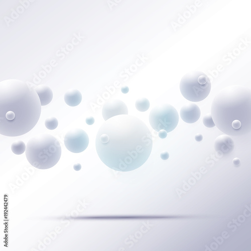 Abstract 3D Sphere design. 3d molecules concept, Atoms. on white background.