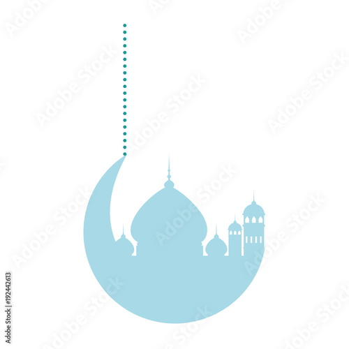moon and taj mahal silhouette vector illustration design
