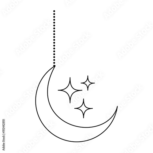 moon and stars hanging decoration vector illustration design