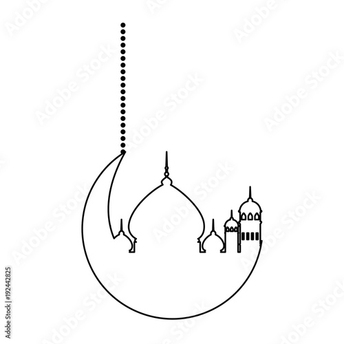 moon and taj mahal silhouette vector illustration design