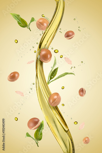 Spash of oil with argan