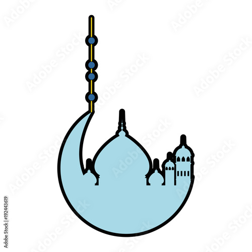 moon and taj mahal silhouette vector illustration design