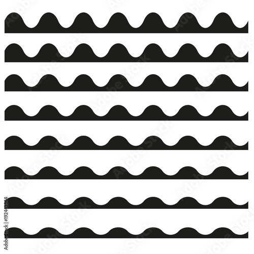 Set of wavy horizontal lines. Vector design element