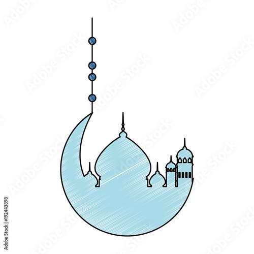 moon and taj mahal silhouette vector illustration design