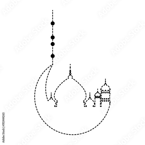 moon and taj mahal silhouette vector illustration design