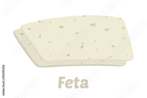 Vector feta cheese pieces. Slice, chunk in cartoon flat style