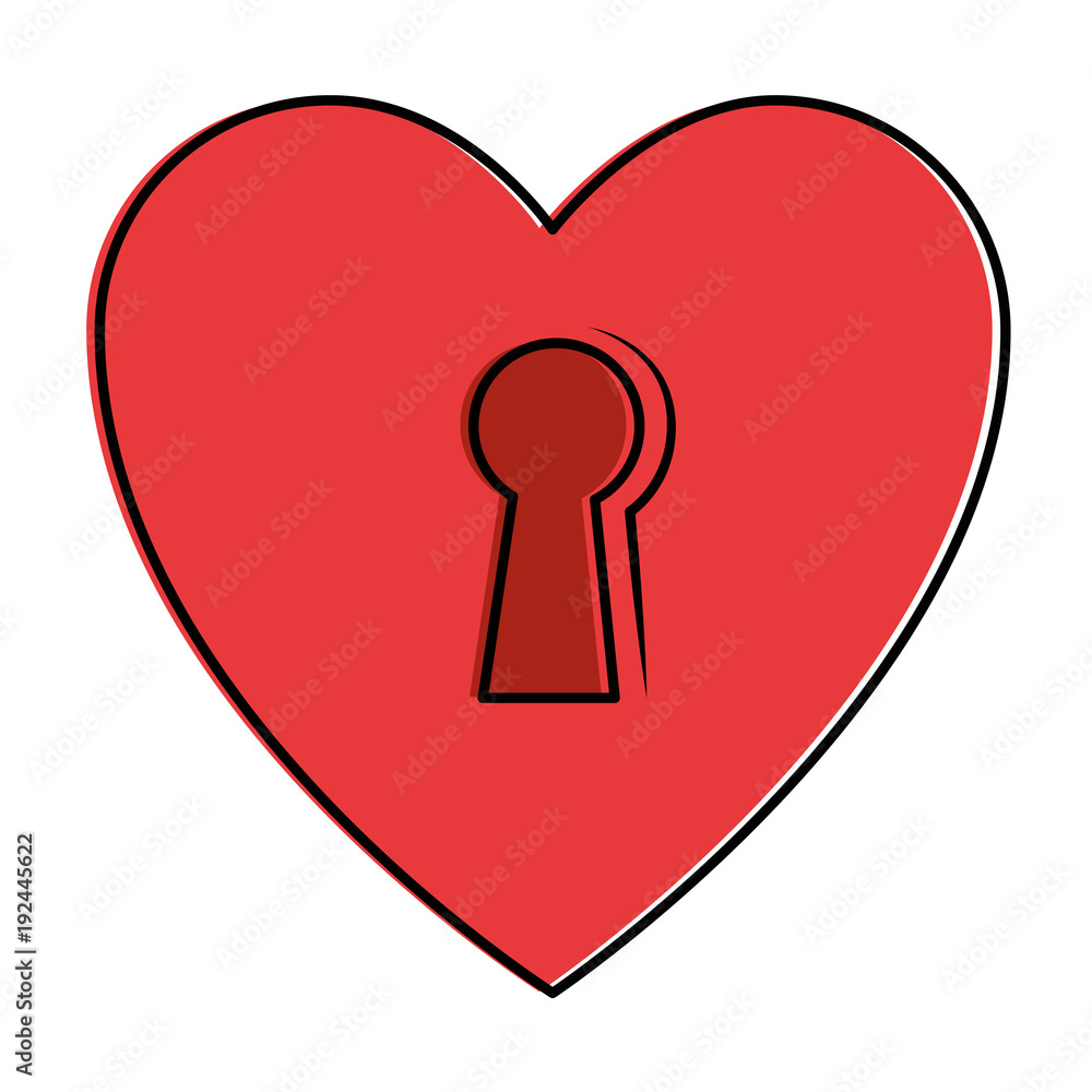 heart love sticker art with key hole vector illustration design heart love sticker art with key hole vector illustration design