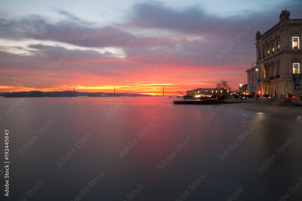 Lisbon (Portugal) - View of river Tejo in the sunset