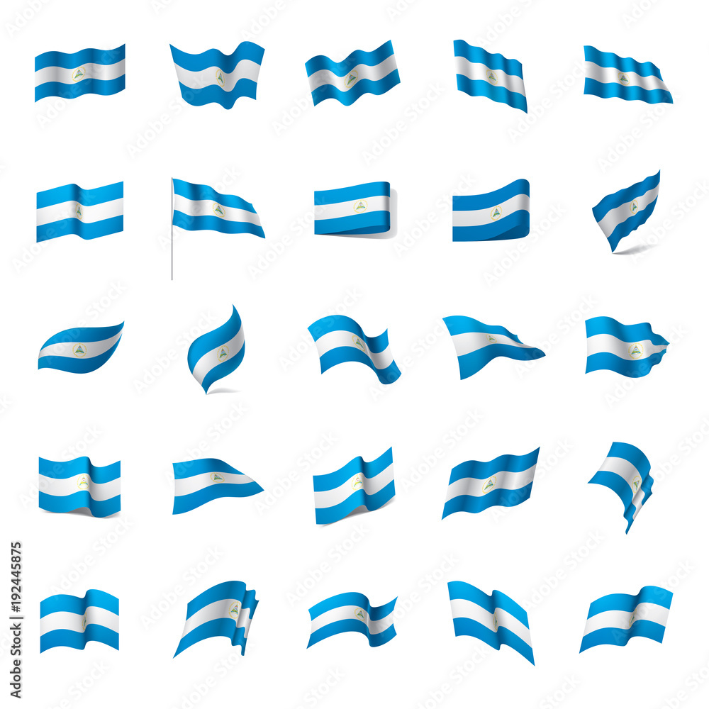 Fototapeta premium Nicaragua flag, vector illustration