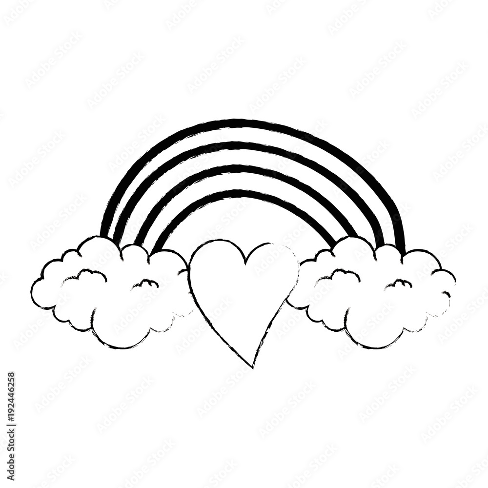 heart love sticker art with rainbown vector illustration design heart love sticker art with rainbown vector illustration design