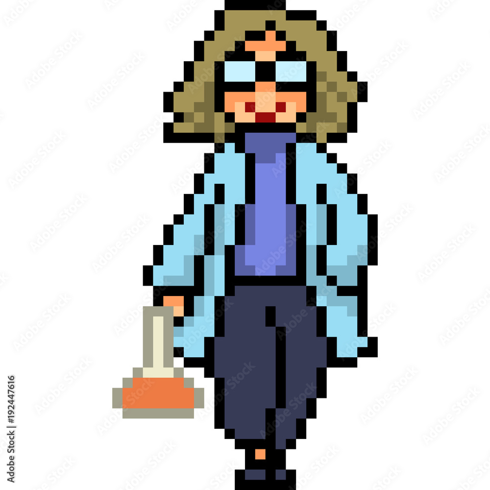 vector pixel art scientist