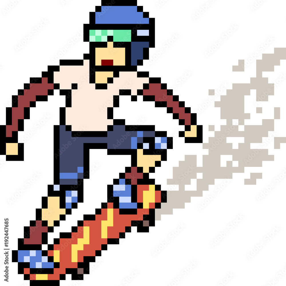 vector pixel art skateboard sport