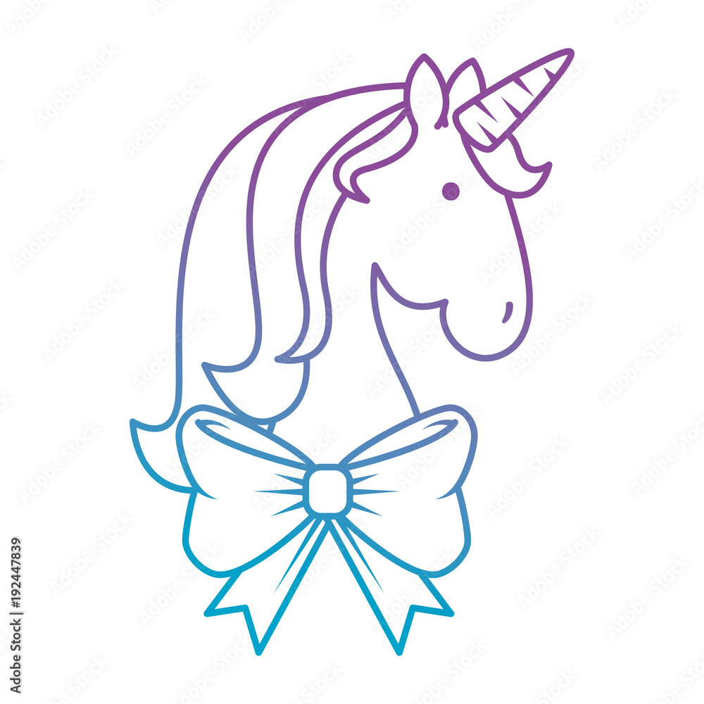 Fototapeta premium cute unicorn with bowntie fantasy sticker vector illustration design