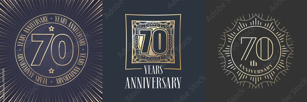 Obraz premium 70 years anniversary vector icon, logo set