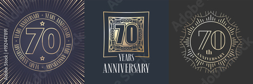 70 years anniversary vector icon, logo set