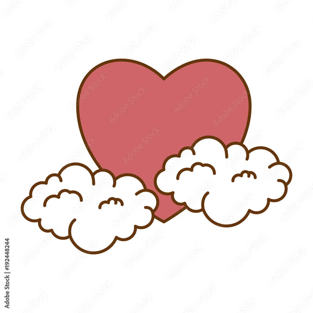heart love sticker art with clouds vector illustration design heart love sticker art with clouds vector illustration design