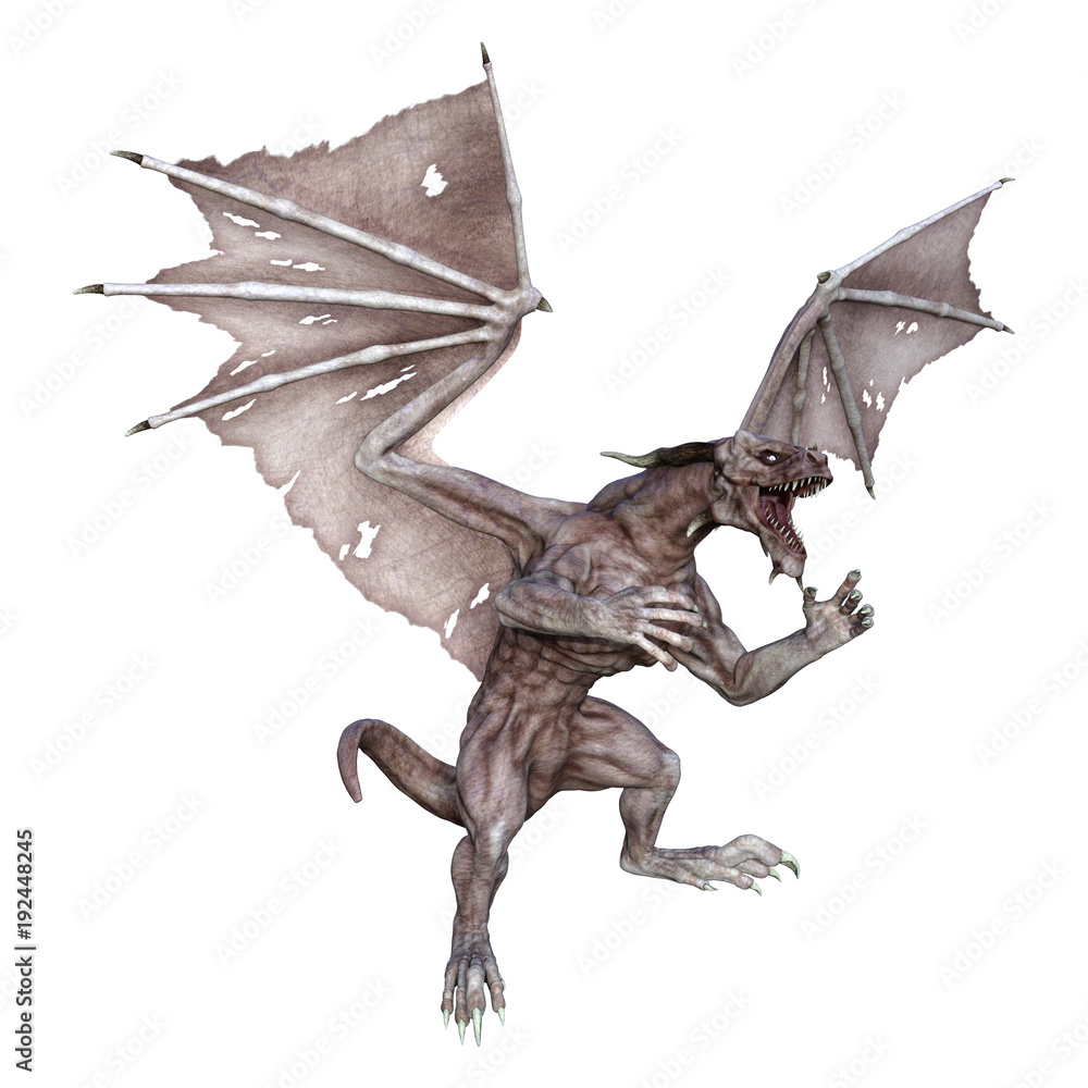 Fototapeta premium 3D renderowania Fantasy Vampire Dragon na białym tle