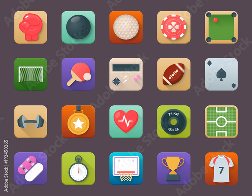 Sports Vector Icons Set In Flat Design 