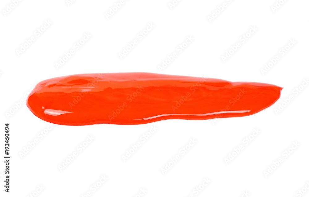 Red sleaze puddle, slime isolated on white background, with clipping path Red sleaze puddle, slime isolated on white background, with clipping path