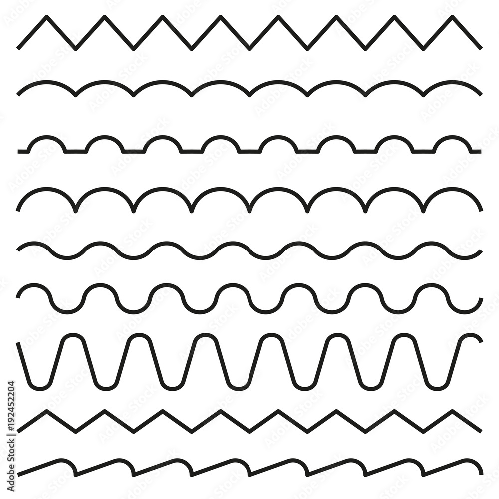 Set of lines, wavy, zigzag -editable line strokes and thickness- Graphic design elements.
Set of lines, wavy, zigzag -editable line strokes and thickness- Graphic design elements.